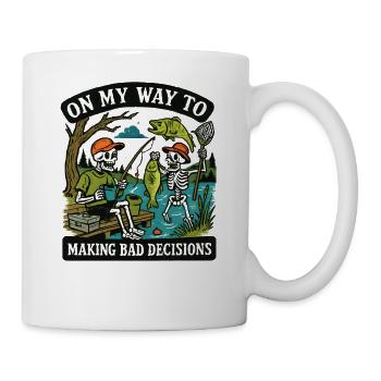Humour de pêche en route vers de mauvaises décisions - Mug blanc - blanc - Droite