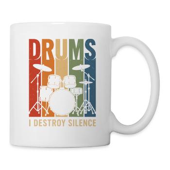 Drums I Destroy Silence Retro Drum Shirt - Mug blanc - blanc - Droite