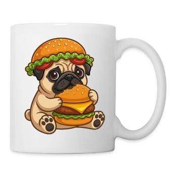 Propriétaire de dessin animé carlin mignon, burger de restauration rapide - Mug blanc - blanc - Droite
