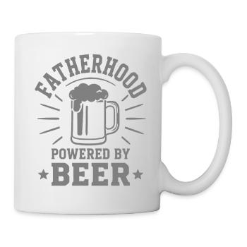 FATHERHOOD POWERED BY BEER Emblem für Väter - Tasse - Weiß - Rechts