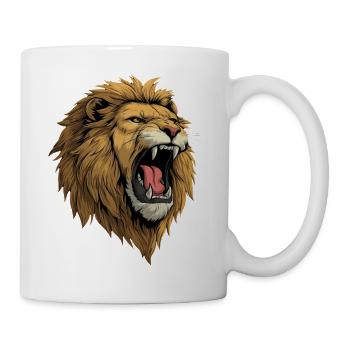 Rugissement de tête de lion - Mug blanc - blanc - Droite