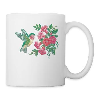 Ruby Throated Hummingbird Floral - Mug - white - Right