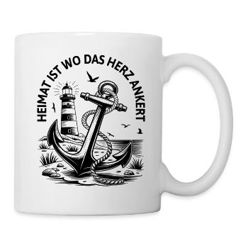Anker Leuchtturm Heimat Nordsee Ostsee Maritim - Tasse - Weiß - Rechts