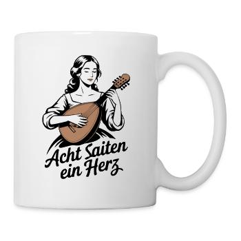 Mandoline Acht Saiten Ein Herz Musik - Tasse - Weiß - Rechts
