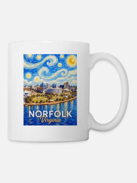 Norfolk Skyline Sternennacht - Tasse - Weiß