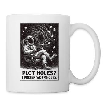 Plotlöcher? Lieber Wurmlöcher | Sci-Fi - Tasse - Weiß - Rechts