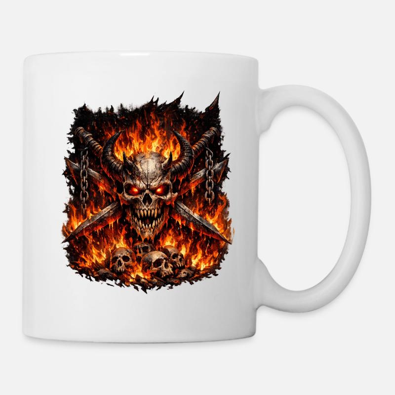 Couronne de Crâne de Feu de l’Enfer - Mug blanc - blanc