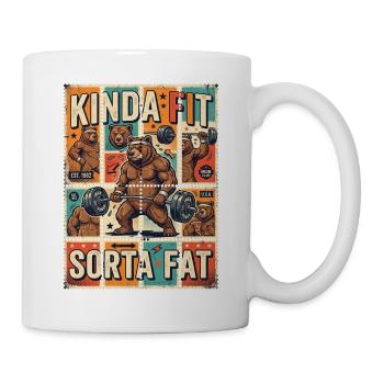 Plutôt en forme, un peu gros ours en haltérophilie - Mug blanc - blanc - Droite
