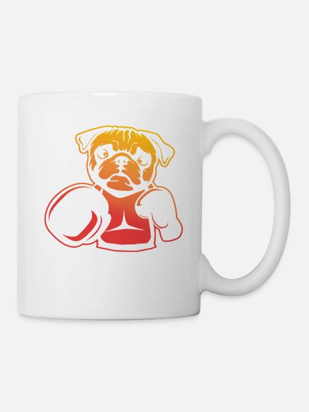 Boxender Mops – Pug Boxer Spaß - Tasse - Weiß