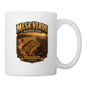 Mesa Verde Nationalpark Abzeichen Sonnenuntergang - Tasse - Weiß - Rechts