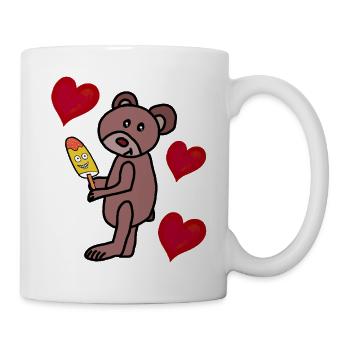 Teddy Eis Eiskrem Kinder Kind  Bär Herzen - Mug - white - Right