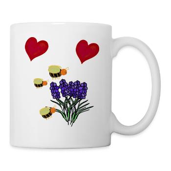 Herz Blüten garten Insekten Bienen - Tasse - Weiß - Rechts