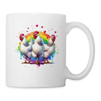 Leghorn Hühner Geschenk - Tasse - Weiß - Rechts