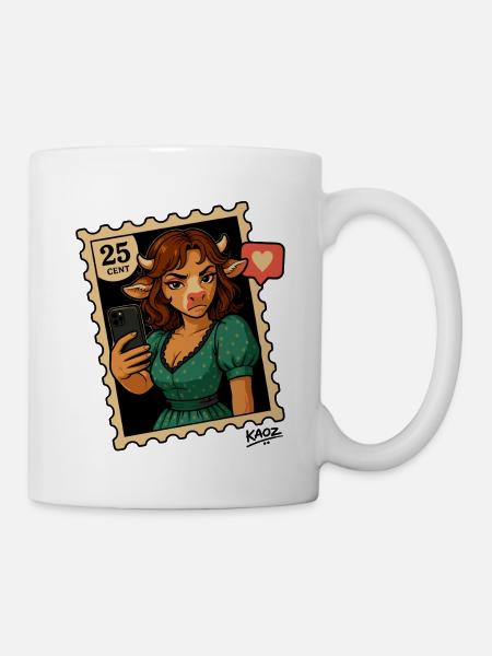 Selfie-Kuh-Briefmarkenporträt - Tasse - Weiß