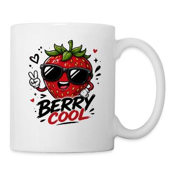 Fraise drôle et cool avec des lunettes de soleil et - Mug blanc - blanc - Droite