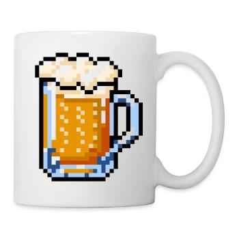 Bierglas Pixel Art – Retro Bier Design - Tasse - Weiß - Rechts