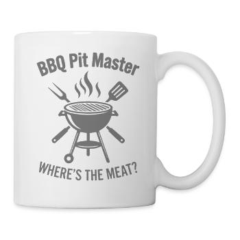 BBQ PIT MASTER WHERE’S THE MEAT Grill Grafik - Tasse - Weiß - Rechts