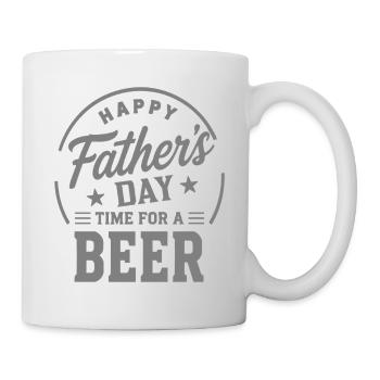 HAPPY FATHERS DAY TIME FOR A BEER Papa Emblem - Mug - white - Right