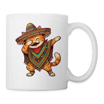 Poncho Cinco de Mayo funny Mexican Cat Dab - Mug blanc - blanc - Droite