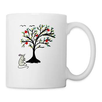 Niedliche Maus Äpfel Apfelbaum Kind - Tasse - Weiß - Rechts