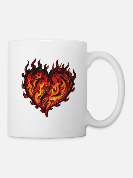 Herz Flamme - Tasse - Weiß