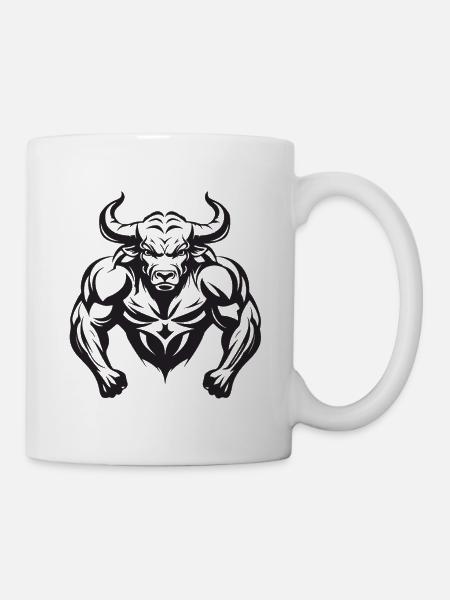 Bulle Stier Bodybuilding - Tasse - Weiß