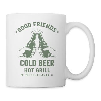 GOOD FRIENDS COLD BEER HOT GRILL Party - Tasse - Weiß - Rechts