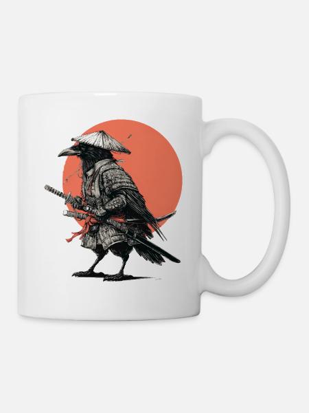 Raven-Samurai-Rüstung - Tasse - Weiß