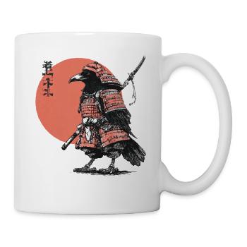 Raven Samurai in Armor Ukiyoe Sunset - Mug - white - Right