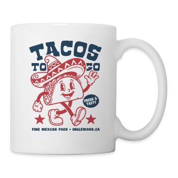 Tacos To Go | Fröhlicher Taco Sombrero Cartoon - Tasse - Weiß - Rechts