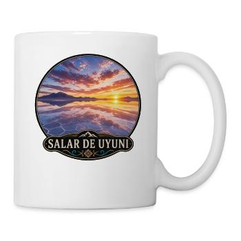 Uyuni-Salzsee Sonnenuntergang Emblem - Tasse - Weiß - Rechts
