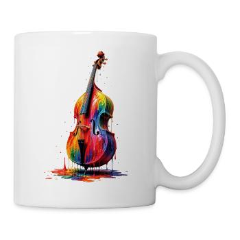 Double bass with dripping paint - Mug - white - Right
