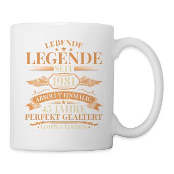 Baujahr 1981 Lebende Legende – 45. Geburtstag - Tasse - Weiß - Rechts