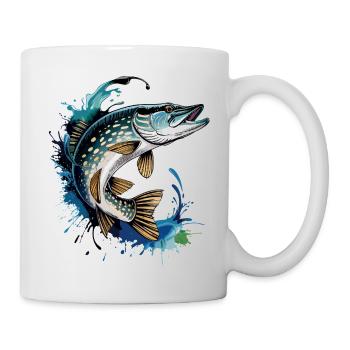 Springender Hecht - Tasse - Weiß - Rechts
