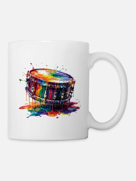 Snaredrum mit tropfender Farbe - Tasse - Weiß