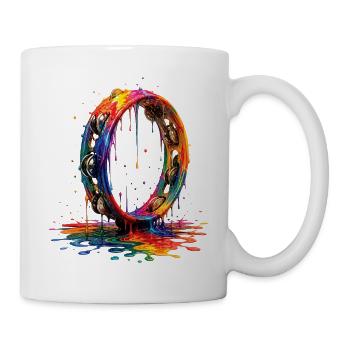Tamburin mit tropfender Farbe - Tasse - Weiß - Rechts