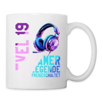 19. Geburtstag Junge Mädchen Gaming Level 19 Jahre - Tasse - Weiß - Rechts