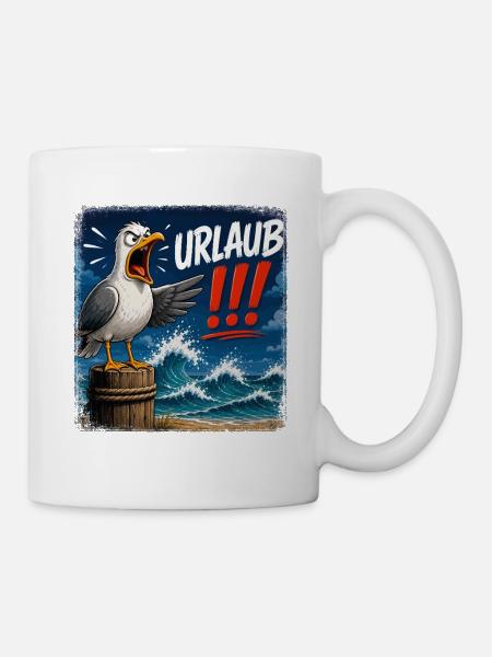 Urlaub!!! Sturm am Meer - Tasse - Weiß