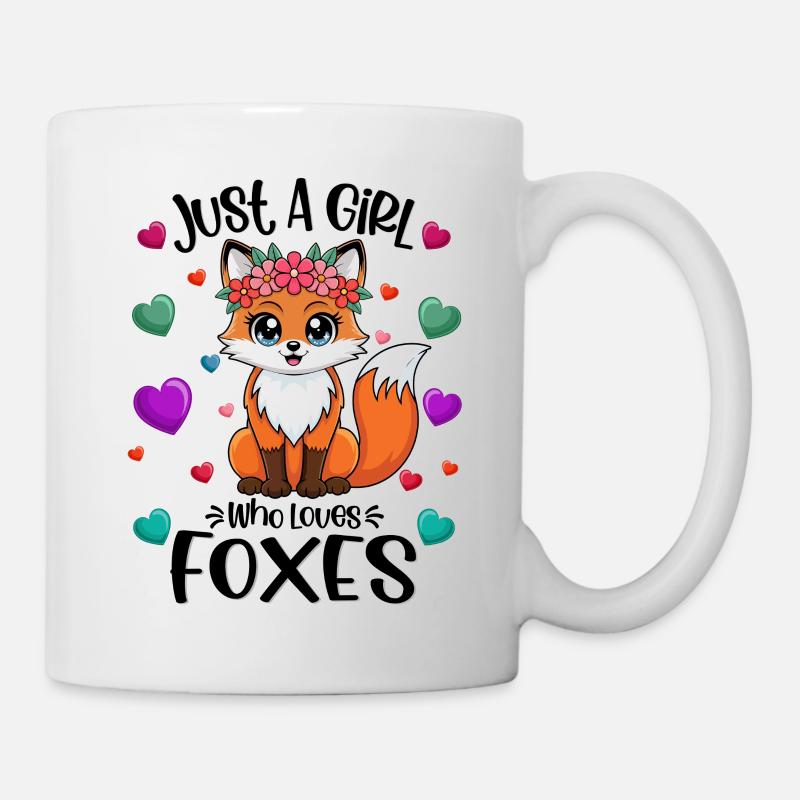 Petit Renard avec une couronne de fleurs - Couronne de fleurs de renard - Mug blanc - blanc