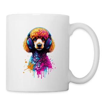 Caniche avec un casque - Mug blanc - blanc - Droite