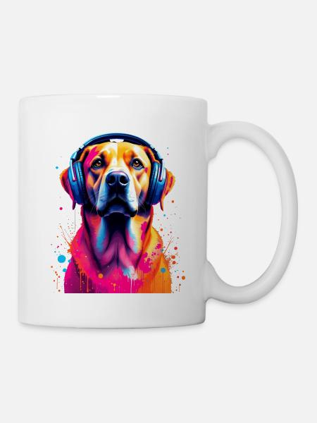 Labbi Labrador mit Kopfhörer - Tasse - Weiß