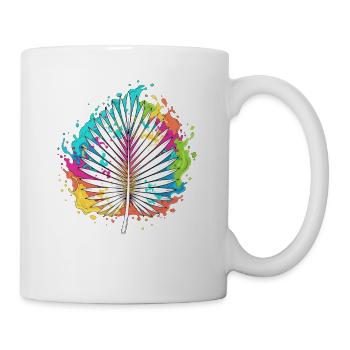 Bunte Palmenfächer Farbexplosion - Tasse - Weiß - Rechts