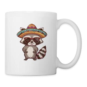 Waschbär Lustig Sombrero - Tasse - Weiß - Rechts