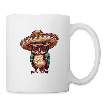 Eule Lustig Sombrero - Tasse - Weiß - Rechts