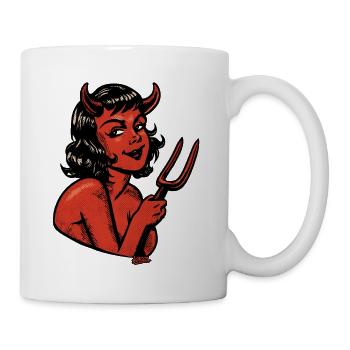 Pinup du Diable en rouge demi-teint - Mug blanc - blanc - Droite