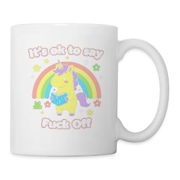 Einhorn-Lesung unter dem Regenbogen - Tasse - Weiß - Rechts
