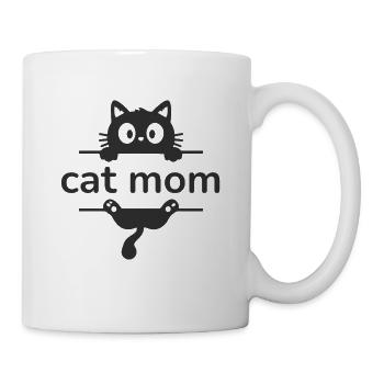 Cat Mom- minimalist cat design - Mug - white - Right