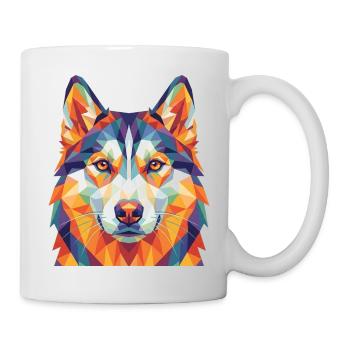Colorful Geometric Husky Head Pop Art - Mug - white - Right