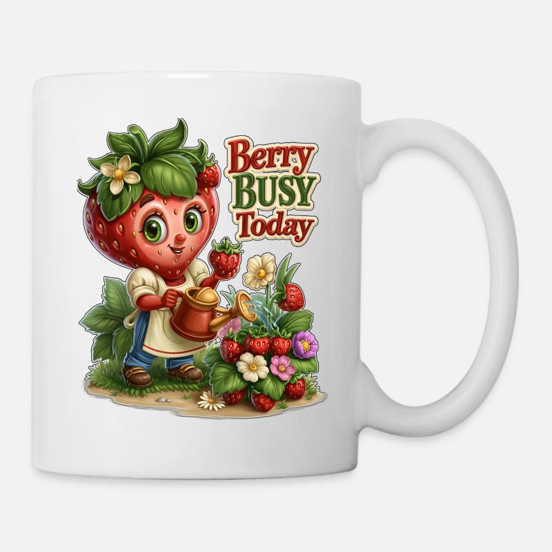Berry Busy Strawberry Gardener - Mug - white