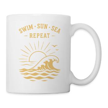 Swim Sun Sea Repeat Summer Waves Ocean - Mug - white - Right